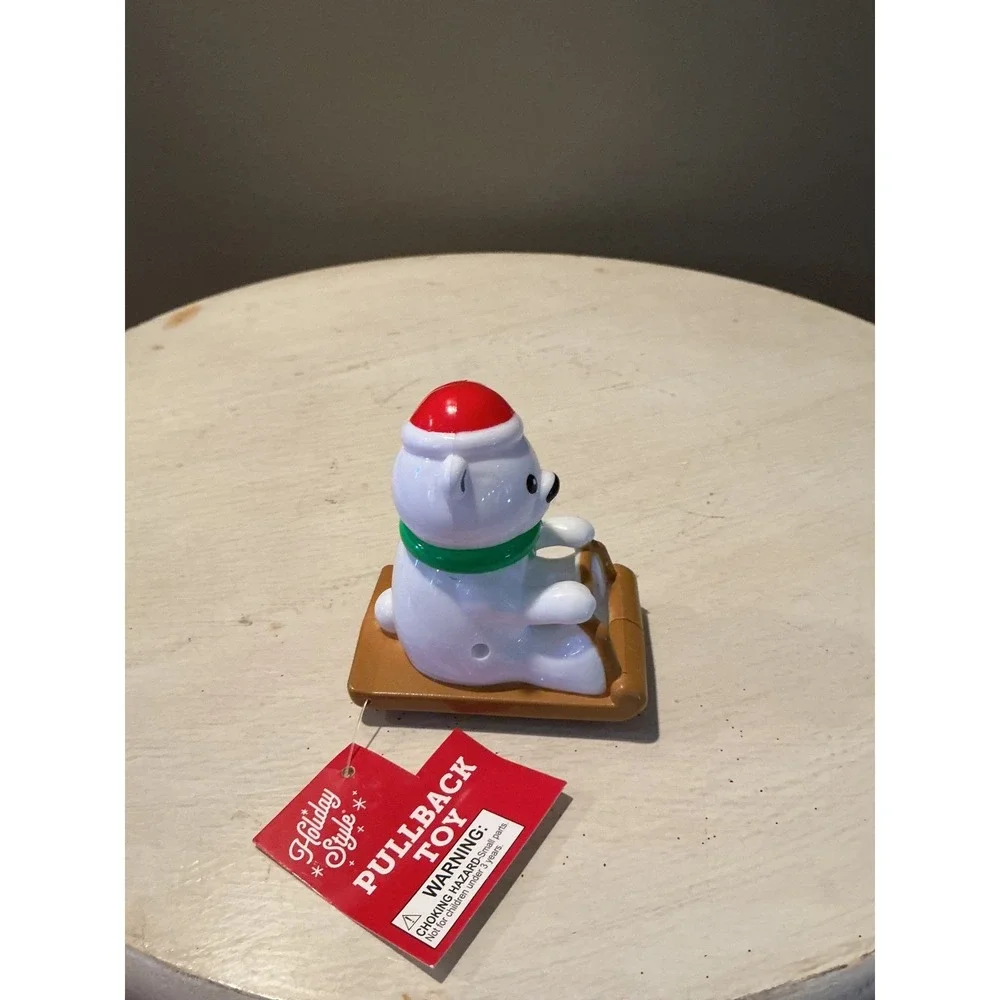 Holiday Style Polar Bear Pullback‎ Toy Sled Christmas Kids Fun